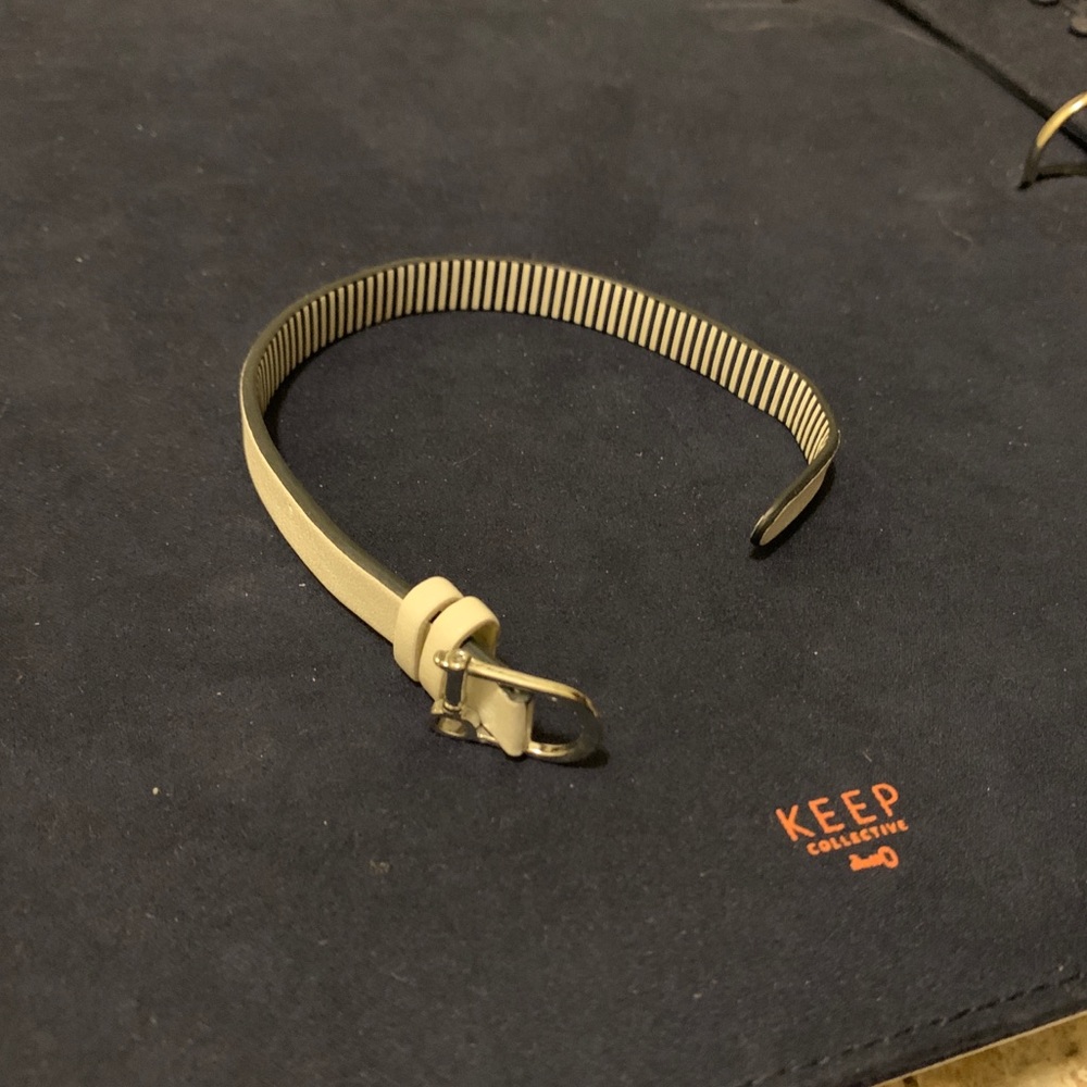 KEEP Collective white / navy stripe single leather band